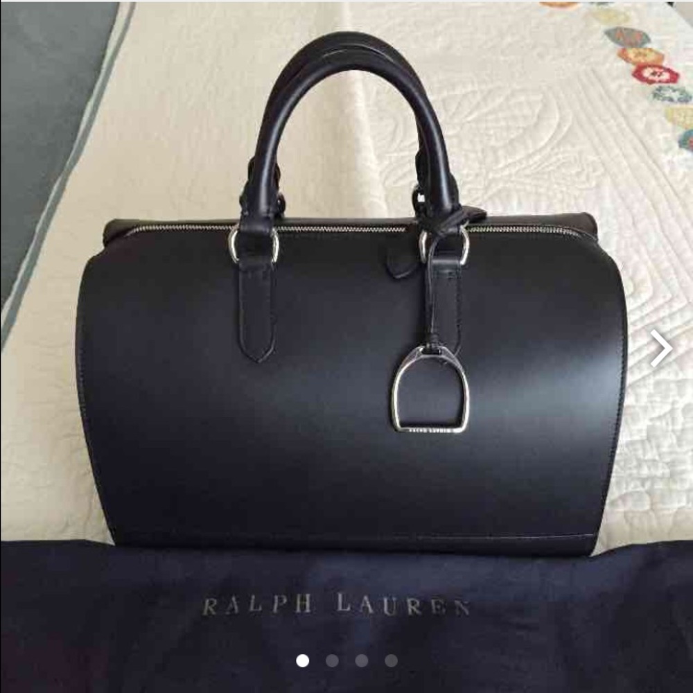 Ralph Lauren Black Handbag Genuine Vachetta Leather